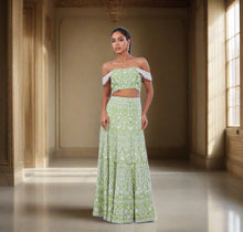 Load image into Gallery viewer, Green Gara Work Lehenga