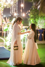 Load image into Gallery viewer, White Cape Set With Ostrich Feathers and Pearl Tasseled blouse