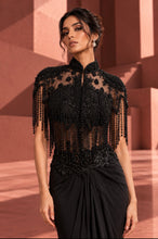 Load image into Gallery viewer, Ember Corset Skirt Set with Cape - Black