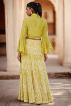 Load image into Gallery viewer, Parsi Gara Yellow lehenga with Tie-Shirt