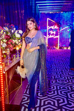 Load image into Gallery viewer, Medha in Blue Sequinned Saree
