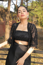 Load image into Gallery viewer, Black Jacket and Skirt Set