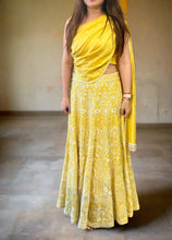 Load image into Gallery viewer, Parsi Gara Yellow lehenga with Tie-Shirt