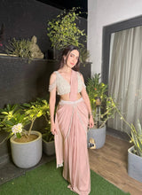 Load image into Gallery viewer, Dusky Pink Draped Saree