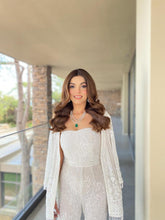 Load image into Gallery viewer, White Hand-embroidered Jumpsuit and Blazer duo