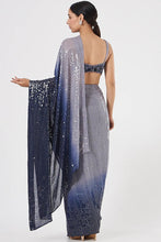 Load image into Gallery viewer, Medha in Blue Sequinned Saree