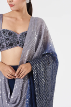 Load image into Gallery viewer, Medha in Blue Sequinned Saree