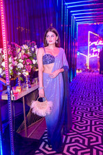 Load image into Gallery viewer, Medha in Blue Sequinned Saree
