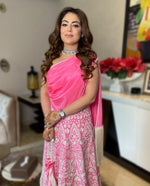 Load image into Gallery viewer, Parsi Gara Work Lehenga in Pink with Draped Blouse

