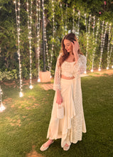 Load image into Gallery viewer, Kayjay in Ivory Jacket with Draped Skirt Set
