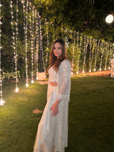 Load image into Gallery viewer, Kayjay in Ivory Jacket with Draped Skirt Set
