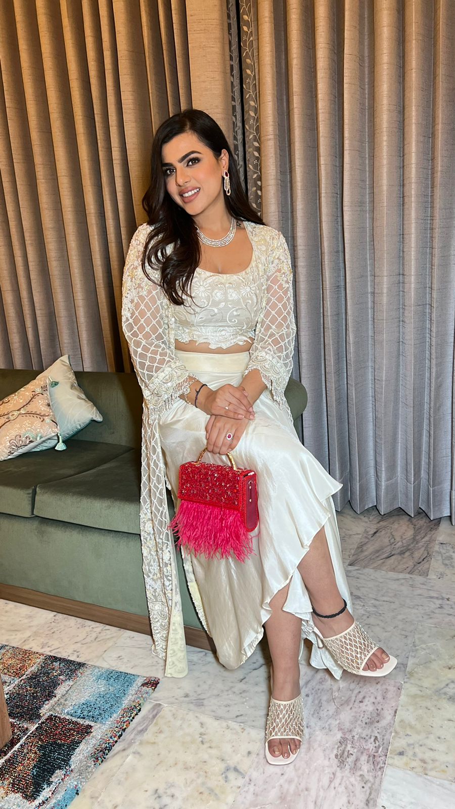 Anushka in Ivory Jacket with Draped Skirt Set