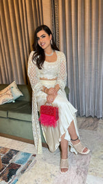 Load image into Gallery viewer, Anushka in Ivory Jacket with Draped Skirt Set
