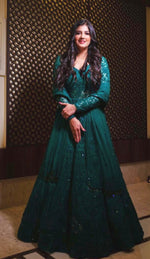 Load image into Gallery viewer, Emerald Green Anarkali Gown
