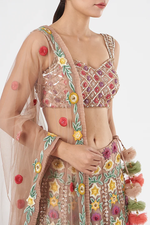 Load image into Gallery viewer, Beige Embroidered Lehenga Set
