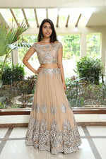 Load image into Gallery viewer, Beige Leather work Lehenga
