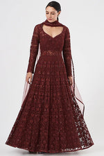Load image into Gallery viewer, Maroon Embroidered Anarkali Set
