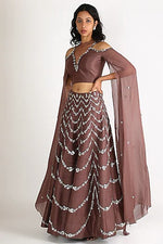 Load image into Gallery viewer, Brown Embroidered Lehenga With Blouse
