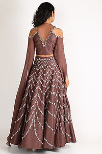Brown Embroidered Lehenga With Blouse