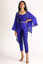 Load image into Gallery viewer, Cobalt Blue Embroidered Cape Set
