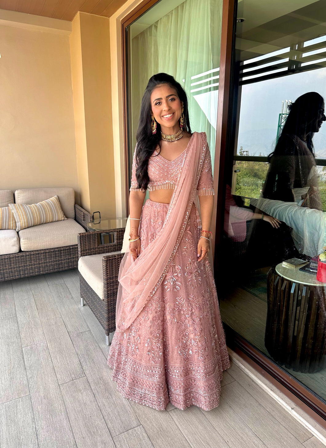 Blush Pink Embroidered Lehenga Set