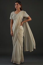 Load image into Gallery viewer, Shimmery Ivory Saree with Pearl Embroidered Blouse
