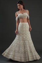 Load image into Gallery viewer, Hand embroidered Lehenga with drape corset blouse
