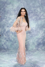 Load image into Gallery viewer, Blush Pink Beaded gown with cape
