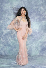 Load image into Gallery viewer, Blush Pink Beaded gown with cape
