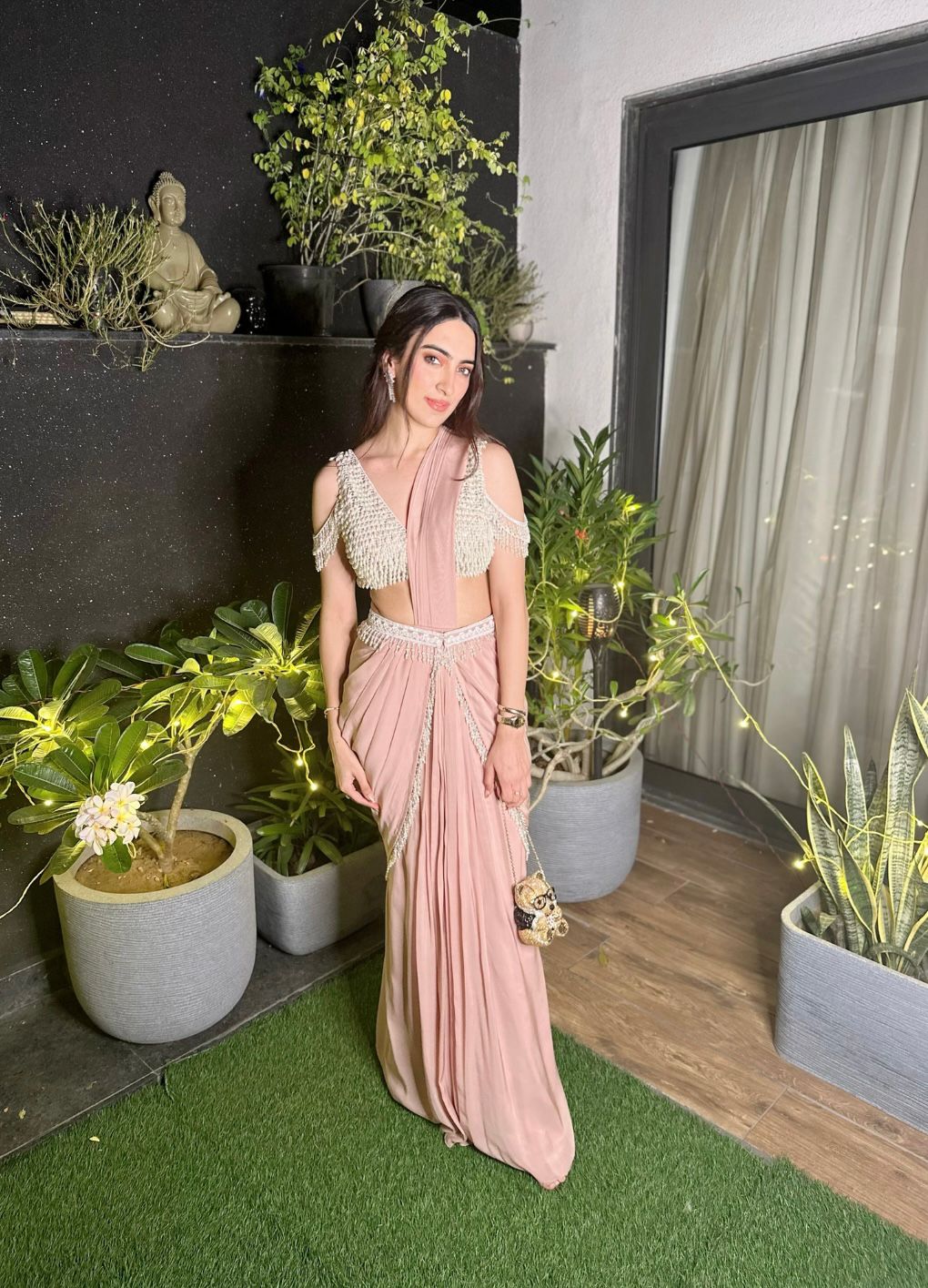 Dusky Pink Draped Saree