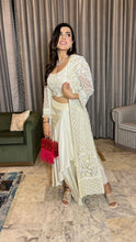 Load image into Gallery viewer, Kayjay in Ivory Jacket with Draped Skirt Set
