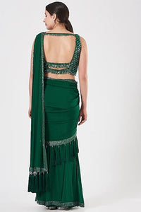 Emerald Green Draped Saree Set