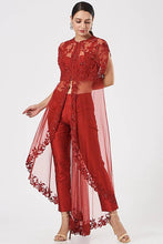 Load image into Gallery viewer, Red Embroidered Cape Set

