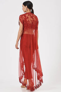 Red Embroidered Cape Set