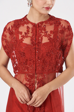 Load image into Gallery viewer, Red Embroidered Cape Set
