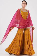 Load image into Gallery viewer, Orange Bandhani Silk Gharara Set
