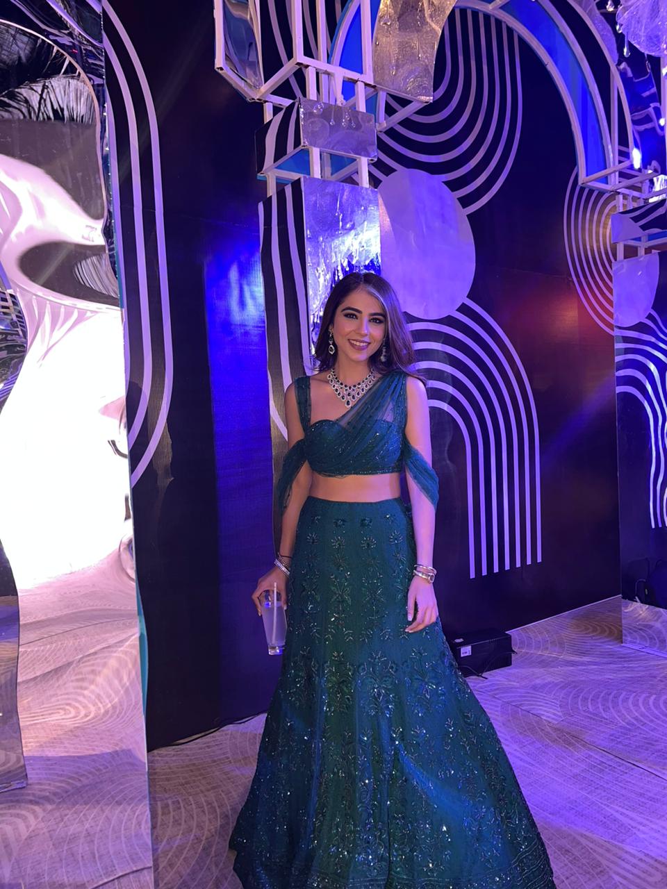 Gia Lehenga in Emerald Green