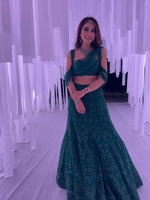 Load image into Gallery viewer, Hand embroidered Lehenga with Drape Corset Blouse

