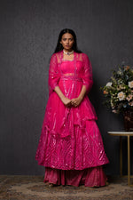Load image into Gallery viewer, Hot Pink Mirror Work Anarkali

